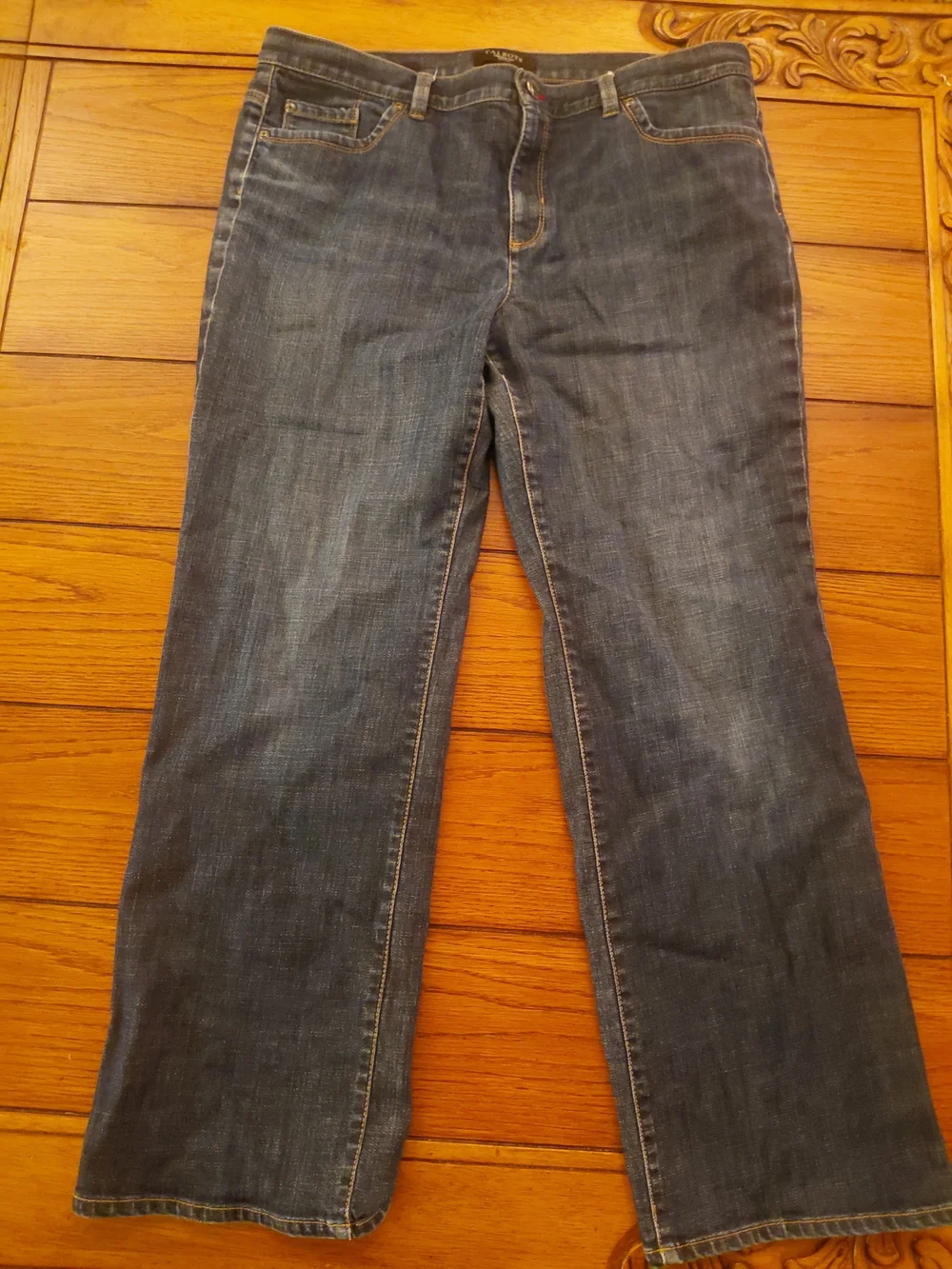 Talbots Women's Boot Cut Jeans in Dark Blue Denim